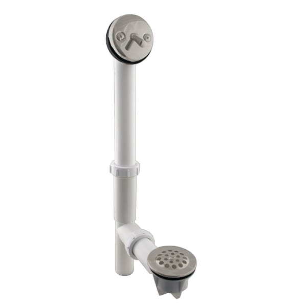 Westbrass White 1-1/2" Tubular Trip Lever Bath Waste in Stainless Steel 592244-20 - main